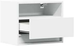Mesas de cabeceira de parede com luzes LED 2 pcs branco