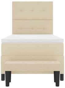 Cama Box Spring com Colchão &amp; Banqueta Creme 90x200 cm Tecido