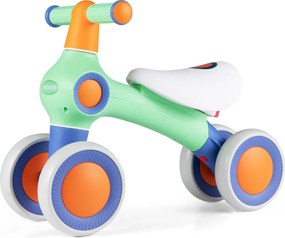 Bicicleta de equilíbrio para crianças com 4 rodas, montagem rápida, assento ajustável 1-3 anos, Verde