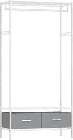 Guarda roupa aberto 40 x 90 x 180 cm com 2 gavetas em branco e cinzento
