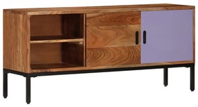 Móvel TV 110x30x50 madeira acácia maciça castanho mel e cinza