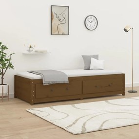 Sofá-cama de solteiro 90x190 cm pinho maciço castanho mel