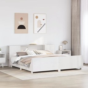 Cama sem colchão 200x200 cm madeira de pinho maciça branco
