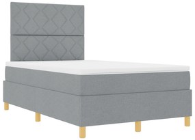 Cama Box Spring com Colchão Cinza Claro 120x200 cm Tecido