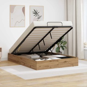vidaXL Estrutura de Cama Ottoman Carvalho Artesanal 140 x 200 cm