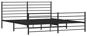 Estrutura de cama com cabeceira e pés 193x203 cm metal preto