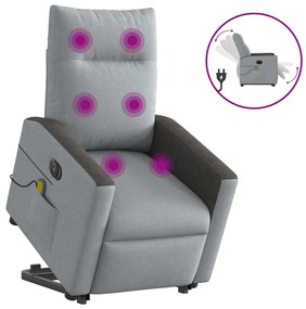 Poltrona elétrica reclinável massagens tecido cinzento-claro