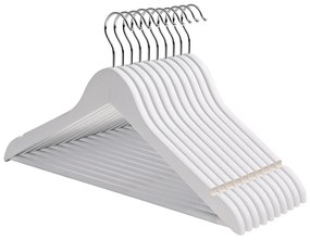 Conjunto de 10 cabides em madeira de bordo 44,5 x 23 cm branco