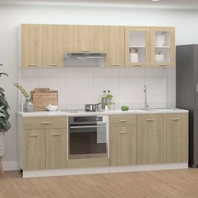 vidaXL 8 pcs conj. armários cozinha contraplacado cor carvalho sonoma
