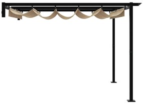 Gazebo Montado na Parede Cinzento-acastanhado 3 x 3 m Aço