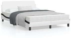 vidaXL Estrutura cama c/ cabeceira couro artif. 140x190cm branco/preto