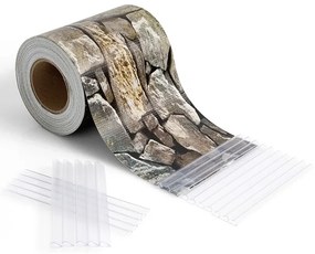 Revestimento para Cerca 3,4 kg de PVC 35 m x 19 cm com 20 Clips para Ruído, Vento e Folha de Protecção de Privacidade Pedra