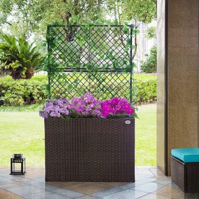 Floreira Polyrattan com treliça 146 x 83 x 30,5 cm Castanha