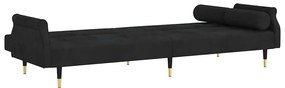 Sofá-cama com almofadões veludo preto