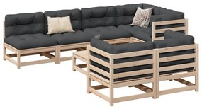 8 pcs conjunto sofás de jardim pinho maciço