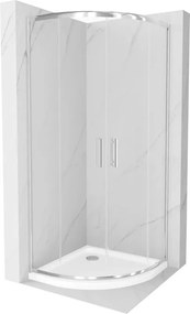 Mexen Rio cabina de duche semicircular 80 x 80 cm, transparente, cromado + base de duche Flat, branco - 863-080-080-01-00-4110