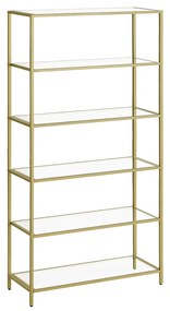 Estante estreita de 6 prateleiras com vidro temperado e estrutura de aço. | VASAGLE | 80 x 30 x 177,3 cm | LGT503A01.