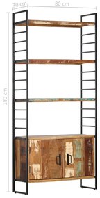 Estante c/ 4 prateleiras 80x30x180 cm madeira recuperada maciça