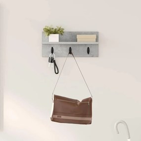 vidaXL Cabideiro de Parede Cinzento cimento 40 x 10.5 x 18 cm