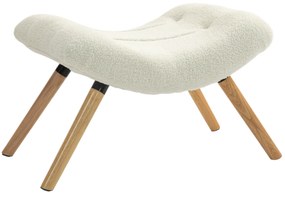 HOMCOM Apoio para Os Pés Moderno em Madeira com Revestimento em Poliéster e Pernas de Faia Acolchoado Branco Creme | Aosom Portugal