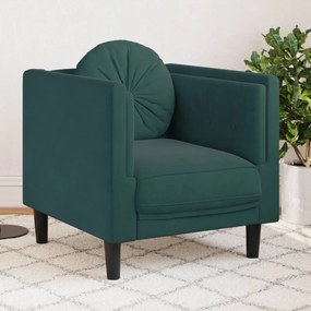 vidaXL Poltrona com almofadão veludo verde-escuro