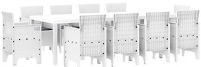 Conjunto de Jantar de Jardim 11 pcs Branco 250 x 100 x 73 cm