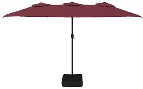Guarda-sol de jardim com cabeça dupla 449x245 cm bordô