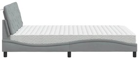 Cama com colchão 120x200 cm tecido cinza-claro