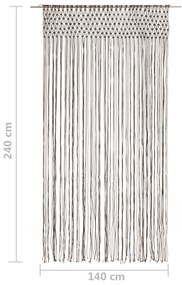 Cortina em macramé 140x240 cm algodão cinzento-acastanhado