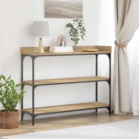 Mesa de Console vidaXL Carvalho Artisan 100x30x80 cm Madeira Engineered e Aço