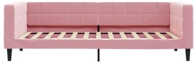 Sofá-cama com gavetão 90x200 cm veludo rosa