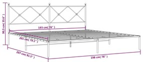 Estrutura de cama com cabeceira 193x203 cm metal branco