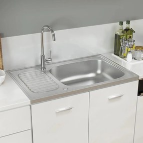 Lava-louça cozinha + escorredor 800x500x155mm aço inox prateado