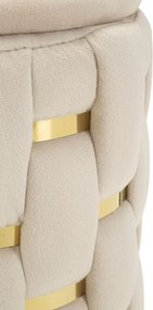PUFE COM ARMAZENAMENTO CONJUNTO DE 2 PEÇAS Ø 37X42-28X35 CM CREME E DOURADO