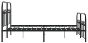 Estrutura de cama com cabeceira e pés 137x190 cm metal preto