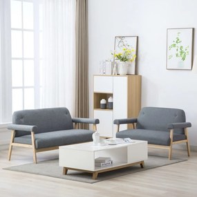 vidaXL Conjunto de sofás para 5 pessoas 2 pcs tecido cinzento-claro