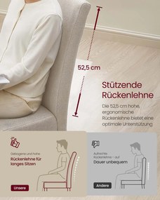 Conjunto de 2 cadeiras de sala de jantar com encosto alto e almofada confortável branco creme