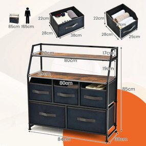 Aparador "Vega" com 5 Gavetas de Tecido e Estante Superior - Cómoda co
