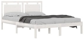 Estrutura de cama casal 135x190 cm madeira maciça branco