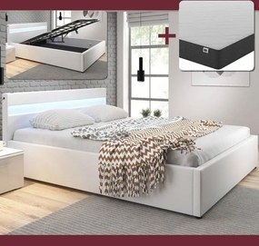 Cama Hidráulica com Arrumação "Adal" - 180x200cm - Branco - Com Colchã