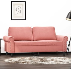 vidaXL Sofá de 2 lugares veludo 140 cm rosa