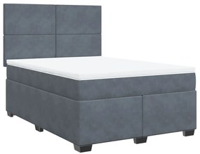 Cama com molas/colchão 140x200 cm veludo cinzento-escuro