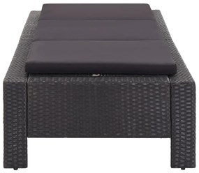 Espreguiçadeira com almofadão vime PE preto