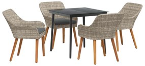 vidaXL Conjunto de Jantar para Jardim 5 pcs Cinzento-claro vime PE