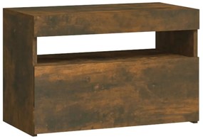 Mesa de cabeceira c/ LEDs 60x35x40 cm carvalho fumado