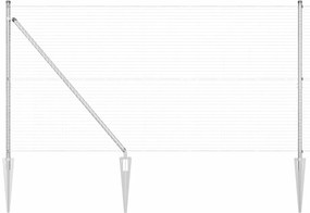 Cerca de Fio Soldado com 7 Postes Ponta 1,4x10 m Aço Galvanizado