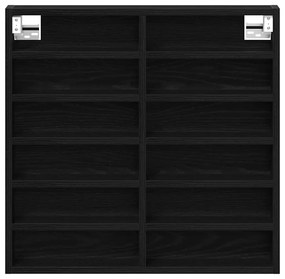 Armário Vitrine Preto Carvalho 60x8,5x58 cm Madeira Engenharia