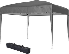 Tenda Dobrável 3x3 m Tenda Pop-up de Jardim com Altura Ajustável e Saco de Transporte Tecido Oxford 210D Anti-UV Cinzento