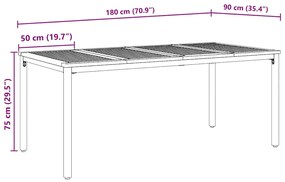 Conjunto de Jantar de Jardim vidaXL 7 Peças Cinza Rattan Acacia
