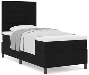 Cama Box Spring com Colchão Preta 80x200 cm Tecido
